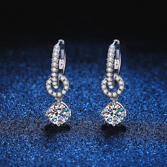 Sharps Genuine Moissanite Drop Earrings