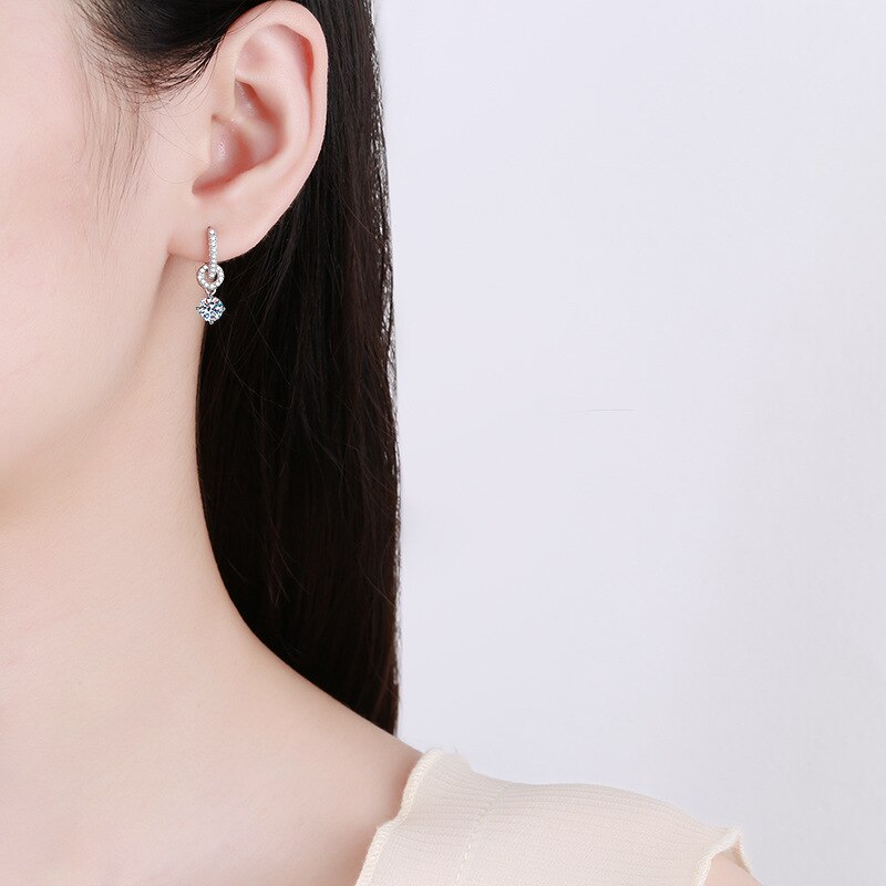 Sharps Genuine Moissanite Drop Earrings