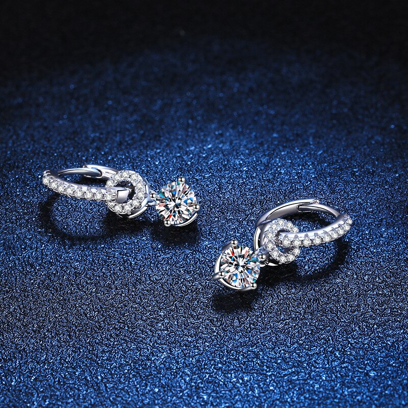 Sharps Genuine Moissanite Drop Earrings