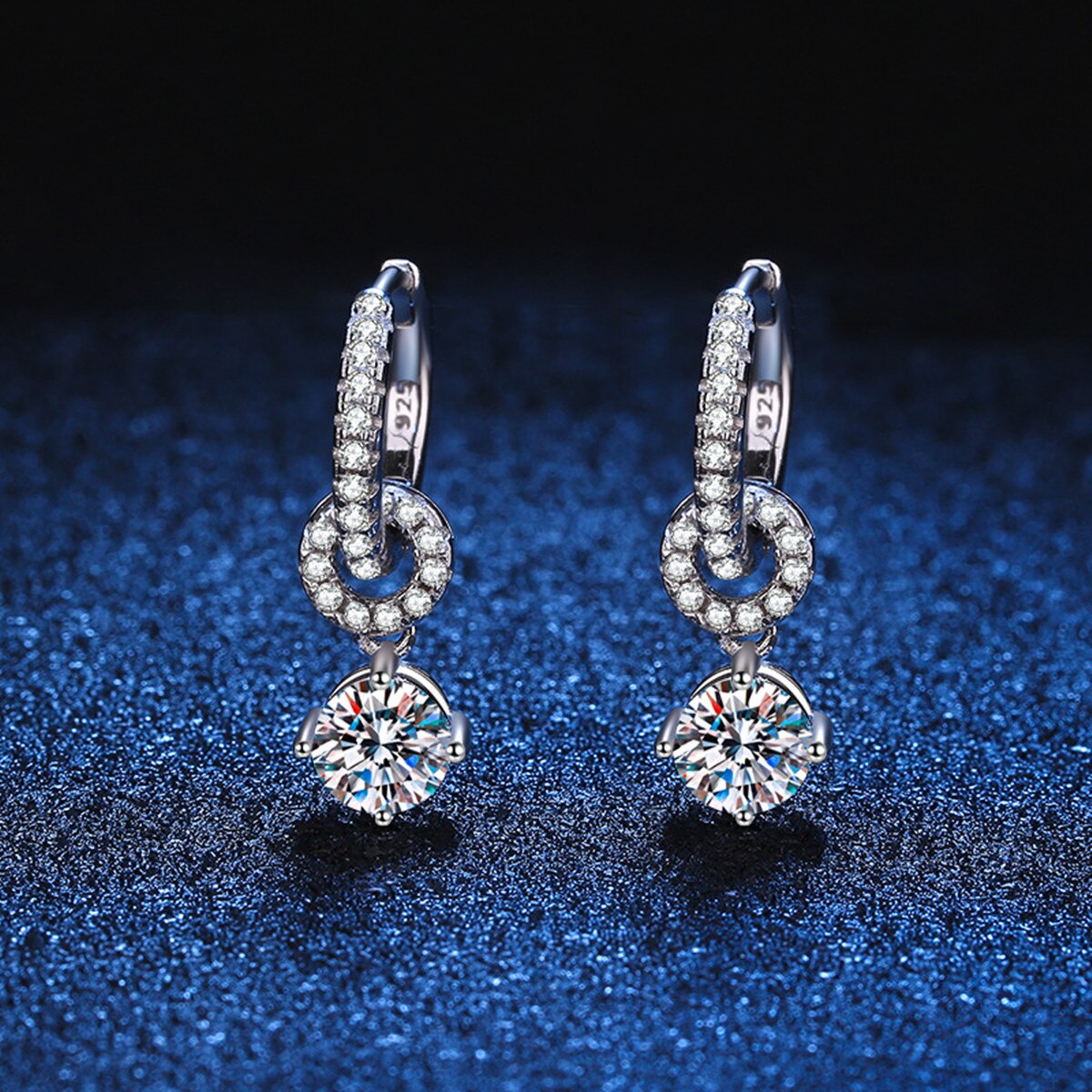 Sharps Genuine Moissanite Drop Earrings