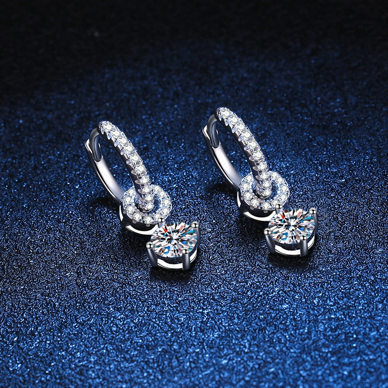 Sharps Genuine Moissanite Drop Earrings