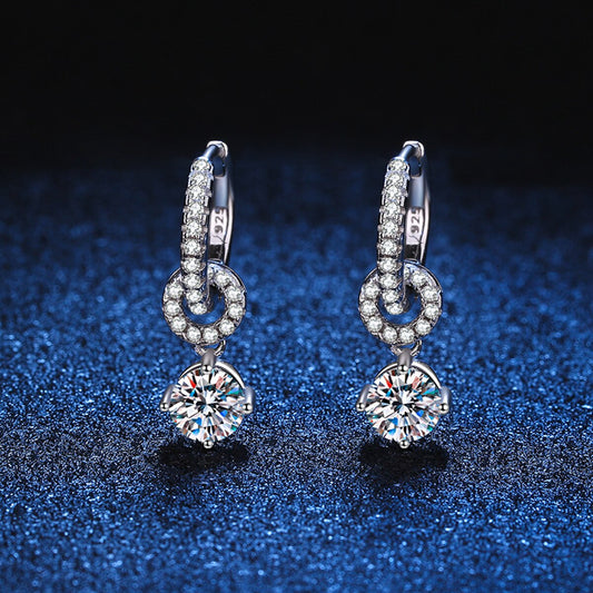 Sharps Genuine Moissanite Drop Earrings